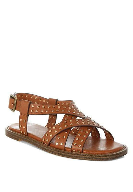 Anemone Studded Flat Gladiator Sandals - SwagglyLife Home & Fashion